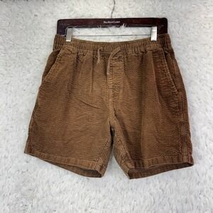 Katin Corduroy Shorts Small Brown Elastic Waist Drawstring Surf Coastal Retro